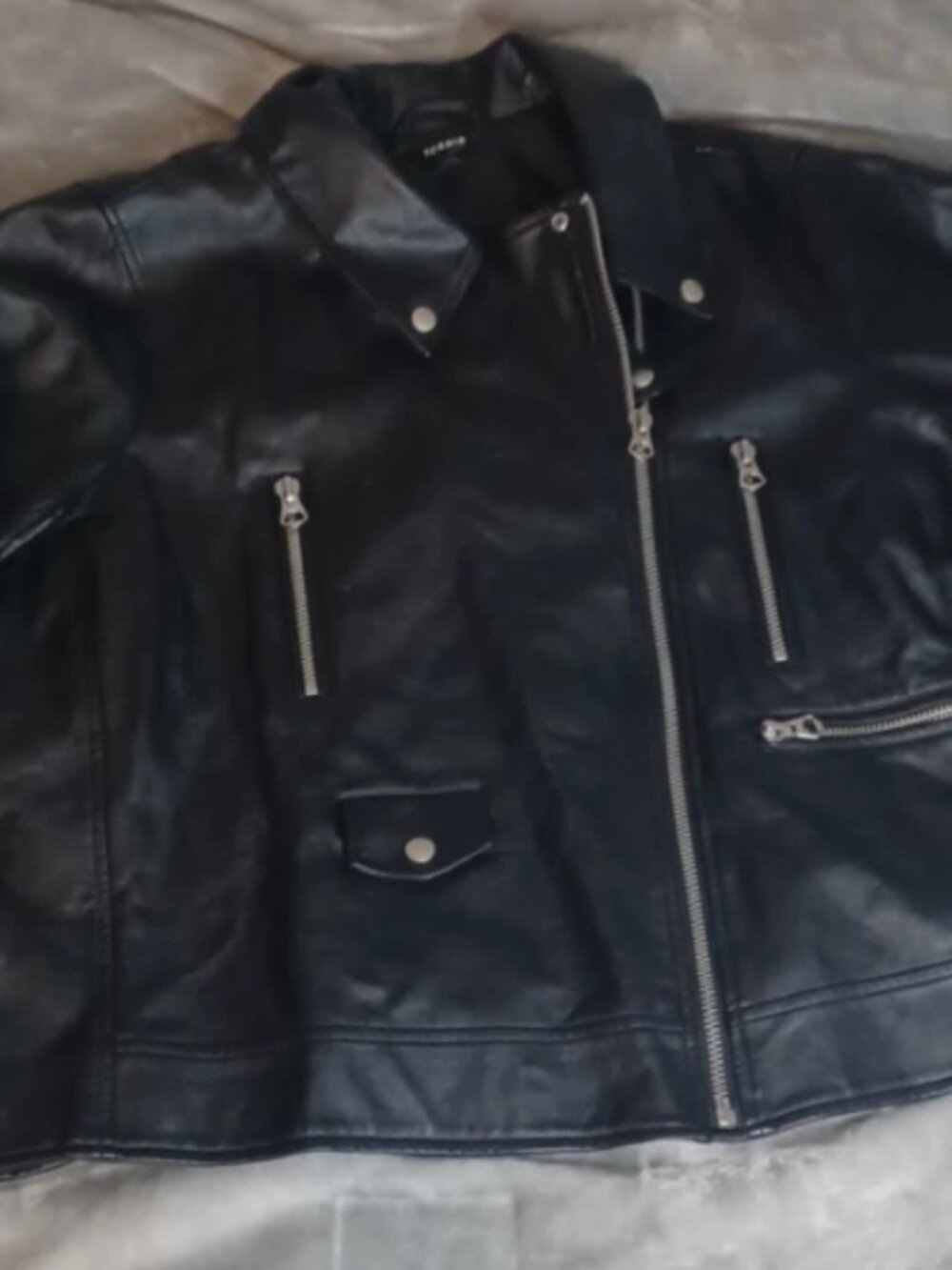 Torrid Plus Size 4 Black Faux Leather Assymetrical Moto Biker Jacket Vtg